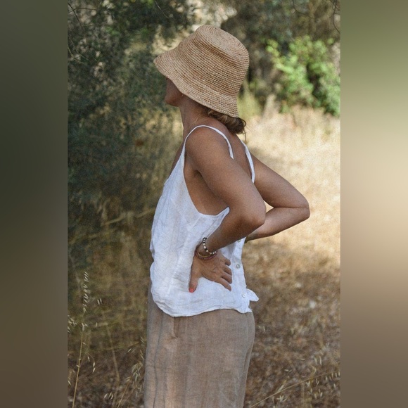 NEW BEACHWOOD BABY playa tank top in blanco one size White Linen - Picture 3 of 12